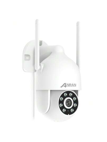 ANRAN Security Camera Outdoor Spotlight Siren, 2K 2.4g WiFi PTZ Wired 360° View, Night Vision, IP66 Waterproof, Two Way Audio, SD Cloud Storage, P2 Wit