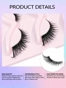 Asiteo 5 Pairs Cartoon Style Cat Eye False Eyelashes, 3D Natural Transparent With Fluffy Soft Criss-Cross Lashes, Delicate Natural Eyelash Extensions For Makeup - 眼尾拉長款 - 查看 4