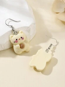 1對時尚多彩貓咪設計耳環,作為約會禮物 - 彩色 - 查看 3