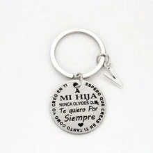 1 件字母图案圆形吊饰钥匙扣情人节 - 銀色 - 查看 25