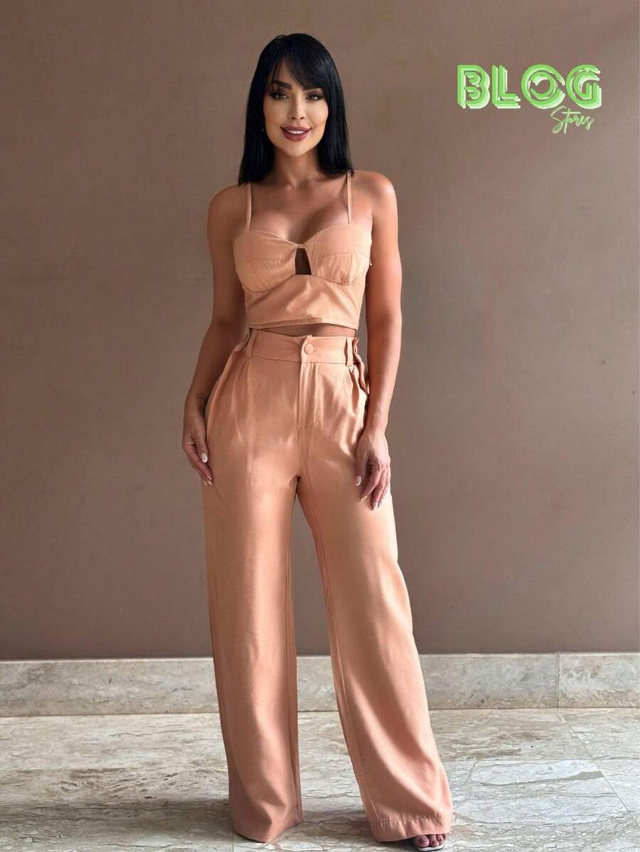 Women Two-piece Outfits - 卡其色 - 查看 1