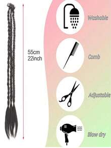 假发辫女三股辫接发片自然油炸面团扭辫时尚个性化水滴夹辫 - 黑色 - 查看 4