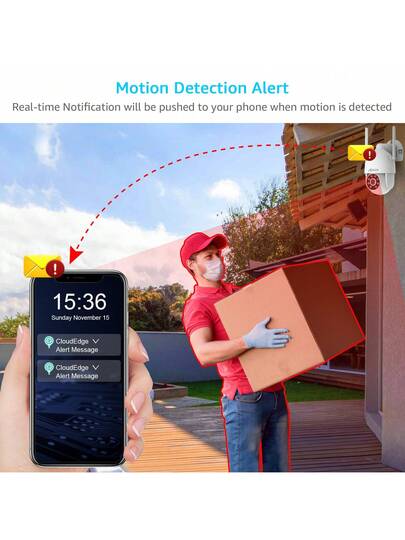 ANRAN Security Camera Outdoor Spotlight Siren, 2K 2.4g WiFi PTZ Wired 360° View, Night Vision, IP66 Waterproof, Two Way Audio, SD Cloud Storage, P2 Wit view 7