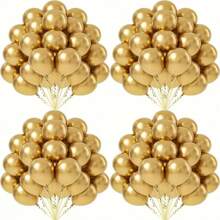 84 Pieces, 129 Pieces, Round thickened latex balloons, wedding anniversaries, holiday celebrations, birthday party decorations - Gold - View 4