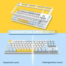 Ak873/X87 Gaming Keyboard, Rgb Backlit, Hot-Swappable, Pbt Keycaps, 75% Tkl Layout, Ergonomic Mechanical Keyboard, With Custom Braided Usb/Type-C Cable - Blue White/Blue Switch - blue white/blue switch - View 2