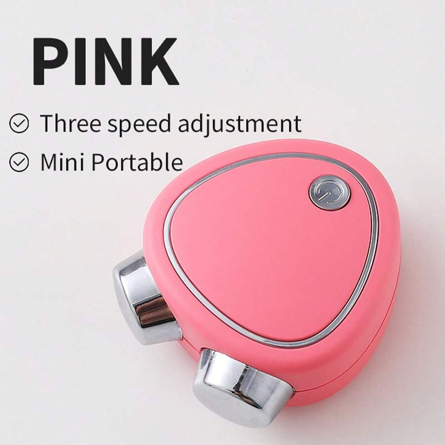 Microcurrent Beauty Device Portable Travel Charging Massager Usb Portable Double-wheel Massager - Pink - View 1