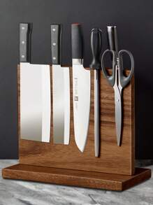 BRONYPRO Magnetic Knife Block-2 Sided Magnetic Knife Stand,12x10 Inch Wood Magnetic Knife Holder Stand with Strong Enhanced Magnets Multifunctional Storage Knife Holder - Cà phê nâu - Xem 1