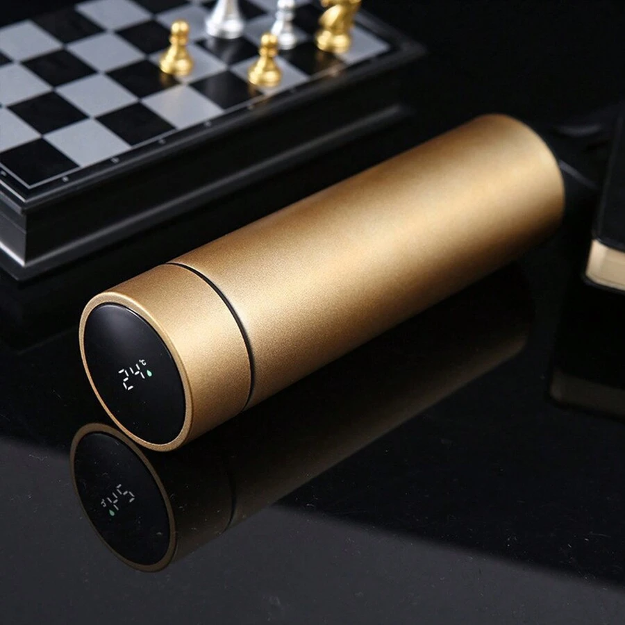 1 件不銹鋼智慧杯帶溫度顯示,時尚便攜式水瓶 - 金色 - 查看 1