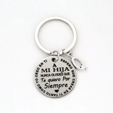 1 件字母图案圆形吊饰钥匙扣情人节 - 銀色 - 查看 7