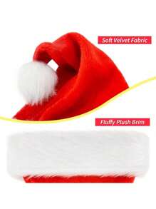 Christmas Thickened Plaid Hat With Long & Short Plush Santa Claus Hat For Children Christmas Decorations - Red and White - View 3
