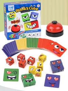 1 Juego de 41 piezas de bloques de construcción de rompecabezas con expresiones faciales cambiantes de emociones, juego de escritorio para educación Montessori, para dos jugadores y como regalo