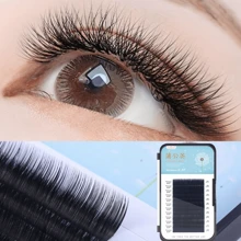 zernber 假睫毛,1 盒嫁接睫毛延長自然捲曲卷,柔軟無感/輕盈逼真,厚度 0.05 0.07,長度 8-12 毫米,簇狀睫毛假睫毛睫毛延長 - B - 查看 1
