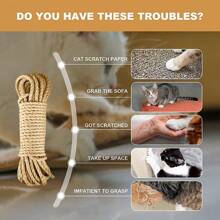 4mm/6mm Durable Natural Sisal Rope, 10m/66ft Cat Scratching Rope, Natural Sisal Rope For Scratching Post Tree Replacement Furniture Protector