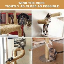 4mm/6mm Durable Natural Sisal Rope, 10m/66ft Cat Scratching Rope, Natural Sisal Rope For Scratching Post Tree Replacement Furniture Protector