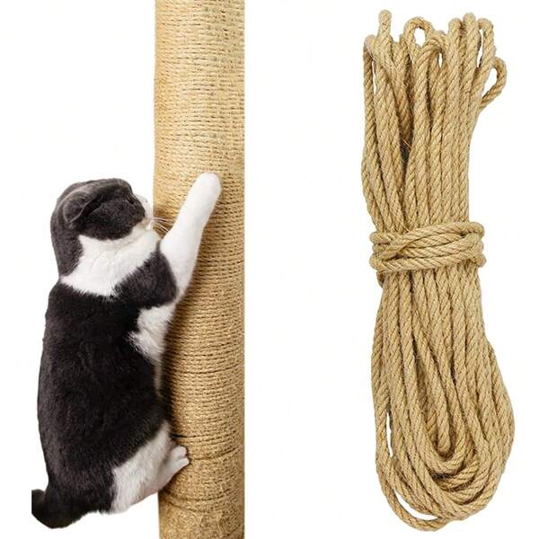 10M/33Ft Natural Sisal Rope Cat Scratcher Rope Tree Scratching DIY Toy Paw Claw Furniture Protector Scratching Post Cat Accessories