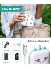 迷你無線便攜式熱敏紙袋式印表機，適用於Android或iOS應用程式，無墨水印表機，適用於家庭、辦公室、學習和工作清單列印 - 藍色 - 查看 4