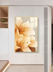 A Painting Printed On Canvas Poster, Lily Flower Pattern Modern Nordic Fashion Warm Decoration Art Style. Suitable For Living Room, Bedroom, Sofa, Bed Backdrop, Entrance Cabinet, Tabletop Or Floor Stand Decoration, Home Decor Wall Art. Replacement Core Without Frame, Safe Packaging In Pvc Tube. - Multicolor - View 4