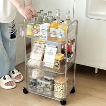 1pc Clear Acrylic 4-layer Storage Trolley With Wheels For Bathroom And Kitchen - Transparent - View 5