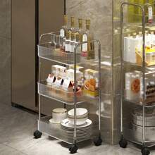 1pc Clear Acrylic 4-layer Storage Trolley With Wheels For Bathroom And Kitchen - Transparent - View 4