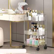 1pc Clear Acrylic 4-layer Storage Trolley With Wheels For Bathroom And Kitchen - Transparent - View 6
