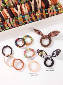 70pcs Children's Basic Coffee Color Hair Ties Set, Suitable For Daily Use (packed In Opp Bag)