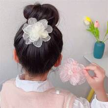 大花設計髮夾(兒童用),可愛的女孩側夾,不傷髮髻的嬰兒夾,女孩的甜美頭飾 - 藍色 - 查看 4