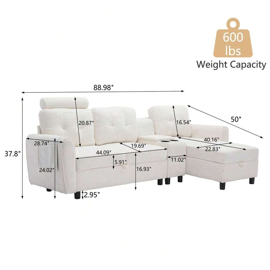 Sectional Sofa Couch with Storage, Small LShaped Couches with Chaise