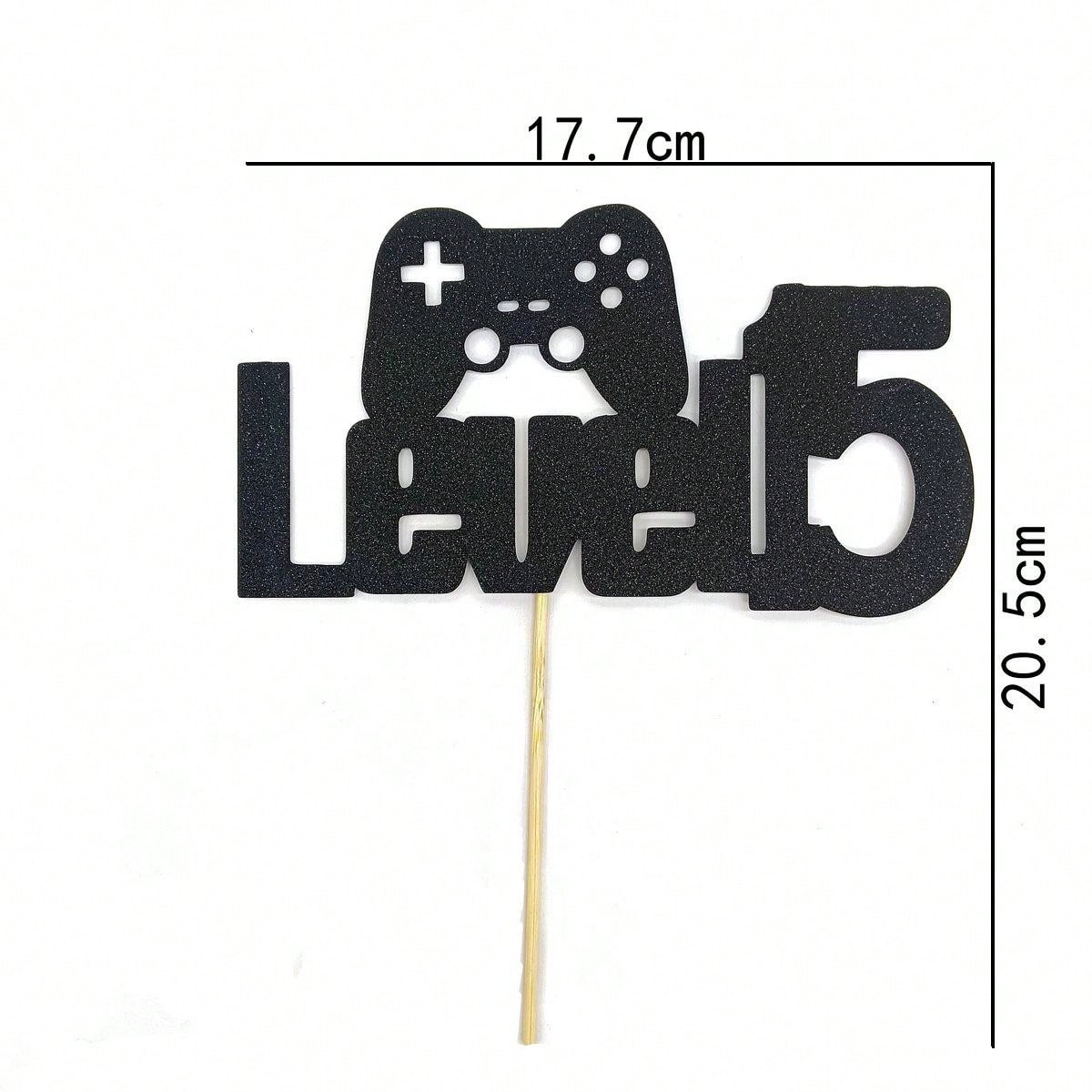 Doublesided Glitter Level 715 Game Cake Topper, Gaming Theme Birthday