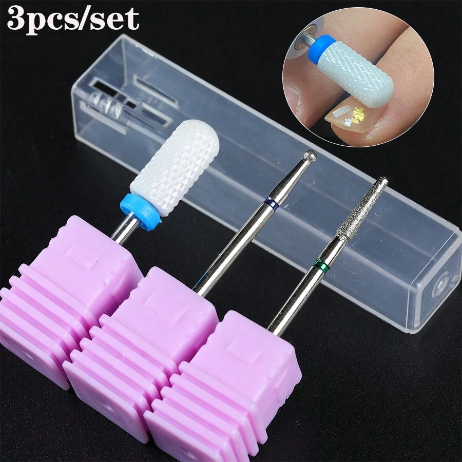 3 cái/bộ Gốm sứ Khoan móng tay , 3/32 Inch Biểu bì Đối với Khoan móng tay , Máy khoan Móng tay Làm móng tay móng chân Để loại bỏ Công cụ Đối với Acrylic Gel Móng tay - màu đen - Xem 1