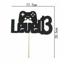 Double-sided Glitter Level 7-15 Game Themed Decorative Cake Topper, Suitable For 7-15 Year Old Birthday Parties - Black - View 4