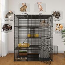 Homnibu Cat Cage Indoor Large With Hammock 4 Tier Outdoor Cat Enclosure Catio Metal Kennels For 1-3 Cats, DIY Detachable Pet Playpen