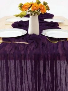 5件套浅紫色褶皱桌旗，折叠桌布，节日生日装饰，婚礼装饰，节日家居装饰，派对房间餐桌装饰，紫色桌布，桌旗，纯色浅紫色桌布，生日装饰，婚礼装饰，2025新年装饰，派对礼物，婴儿派对装饰，家用桌旗 - 紫色 - 查看 4
