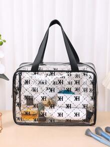 1pc Portable Travel Cosmetic Bag Toiletry Organizer Pouch - Clear - View 1
