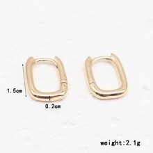 1pair Plain Oval Hoop Earrings, Suitable As Friend Gift For Outdoor Vacation And Gathering - Oval Earrings - View 3