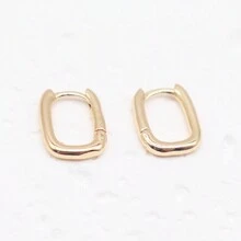 1pair Plain Oval Hoop Earrings, Suitable As Friend Gift For Outdoor Vacation And Gathering - Oval Earrings - View 2