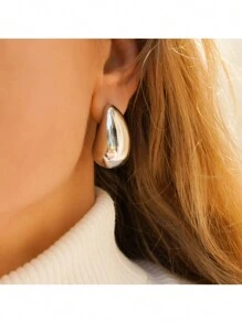 4入組新款中等大小誇張金銀色耳環套裝,適合女性日常佩戴和搭配服裝 - 彩色 - 查看 6