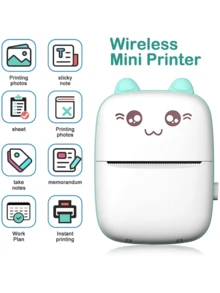 迷你無線便攜式熱敏紙袋式印表機，適用於Android或iOS應用程式，無墨水印表機，適用於家庭、辦公室、學習和工作清單列印 - 藍色 - 查看 3