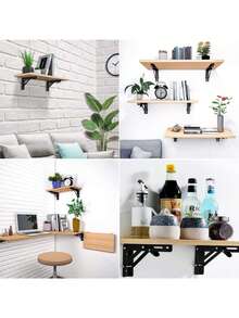 4pcs Acero Inoxidable Soporte Ménsula Escuadra Brazo Para Repisa Abatible Plegable 8 Pulgadas - Negro - Ver 9