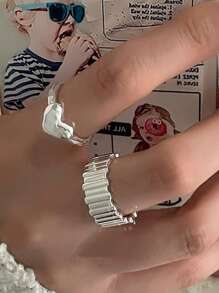 2 piezas de anillos de pareja minimalistas y dulces con pentagrama de cobre y circonita, apropiados para fiestas, eventos y uso diario, regalo de San Valentín, mamá, madre, Día de la Madre