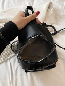 Versatile Fashion Atmosphere, Simple Design Backpack For Women's Bags For Autumn And Winter, New Commuting Outing, Shopping Flip Backpack - Black - View 5