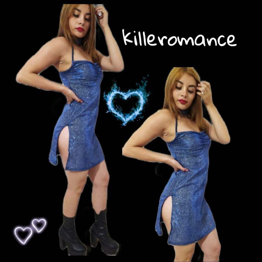 vestido karely brillos talla ch-m - Azul - Ver 1