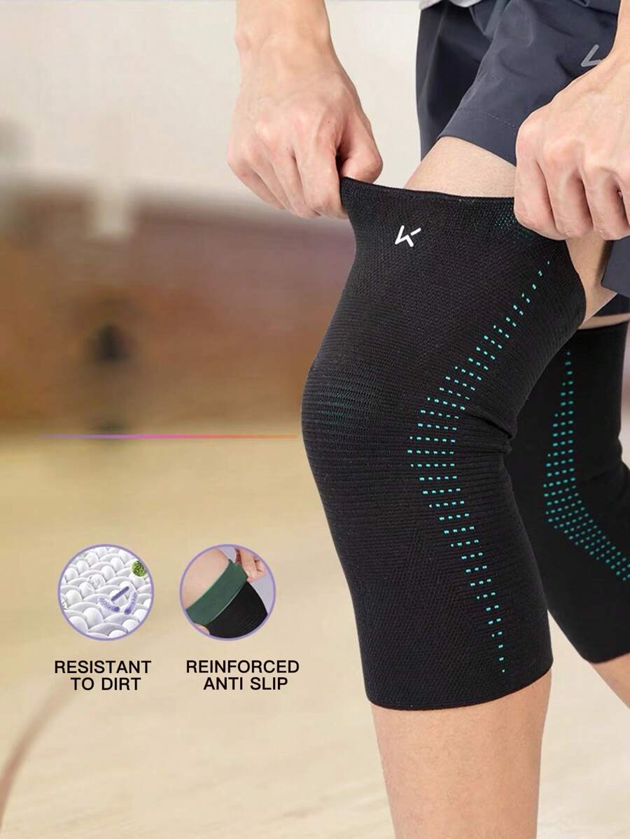 1pair Professional Sports Knee Pads Suitable For Running, Basketball, Jump Rope Sports - Black - View 1