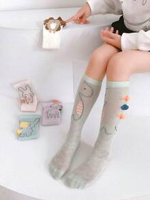 1set/5pairs Kids' Cute 3d Cartoon Animal Mesh Breathable Knee Socks - Multicolor - View 6