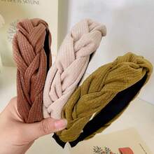 2022新款高式女性頭帶,秋冬扭結編織清洗臉部防水頭帶,精美髮飾 - 綠色 - 查看 4