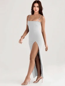 Fashion Tight Leg Opening Sexy Dress - 白色 - 查看 2