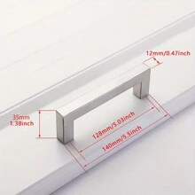 1入現代化方形家具硬體不銹鋼廚房門把手櫥柜衣櫃抽屜拉手 - 銀色 - 查看 4