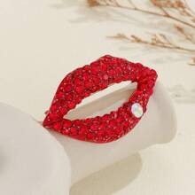 1個時尚豪華風格的合金和水晶紅唇形油滴胸針,適合情人節女性,可用作服裝或圍巾飾品 - 紅色 - 查看 16