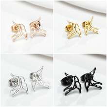 1Pair Stainless Steel Swallow Earrings Small Birds Pendant Animal Jewelry For Women Cute Hummingbird Ear Studs Gifts - Silver - View 1