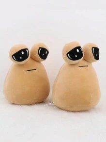 1入大眼外星人毛絨玩具娃娃,簡約家居裝飾 - 駝色 - 查看 1