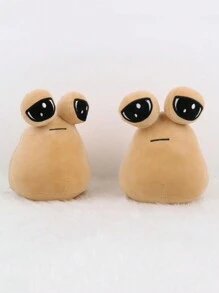 1入大眼外星人毛絨玩具娃娃,簡約家居裝飾 - 駝色 - 查看 6